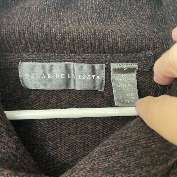 Oscar de la Renta Men’s Shawl Collar Knit Sweater Size S Brown - Picture 3 of 7